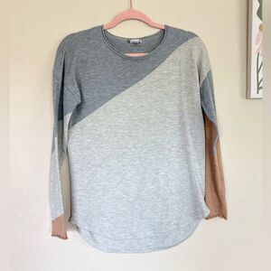 Smartwool Double Time Gray and Cream Colorblock Sweater Small
